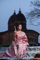 Pure Silk Blossom Baluchari Saree with Mythological Figures and Buti Work