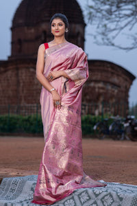 Pure Silk Blossom Baluchari Saree with Mythological Figures and Buti Work