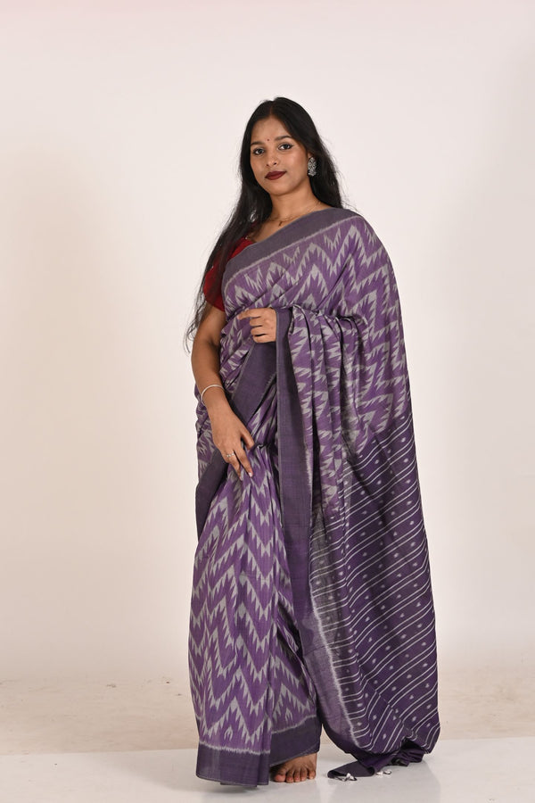 Purple Special Cotton Ikat Saree