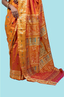 Radiant Gold Golani Buti Baluchari Saree with Mythological Figures & Extra Weft Elegance