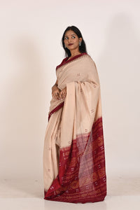 Radiant Rose Gold Special Cotton Ikat Saree