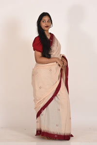 Radiant Rose Gold Special Cotton Ikat Saree