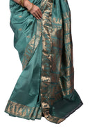 Rich Zari Meena Work Baluchari Saree with Mythological Figures