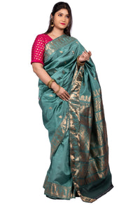 Rich Zari Meena Work Baluchari Saree with Mythological Figures