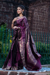 Royal Plum Swarnachari Saree Saree with Buti Work