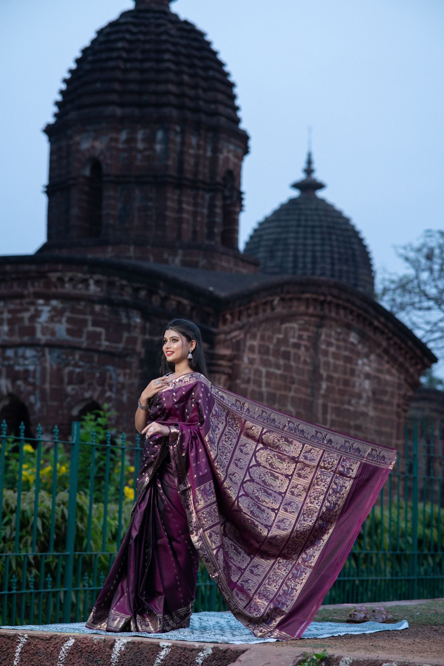 Royal Plum Swarnachari Saree Saree with Buti Work