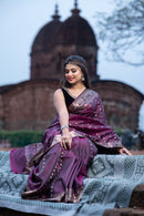 Royal Plum Swarnachari Saree Saree with Buti Work
