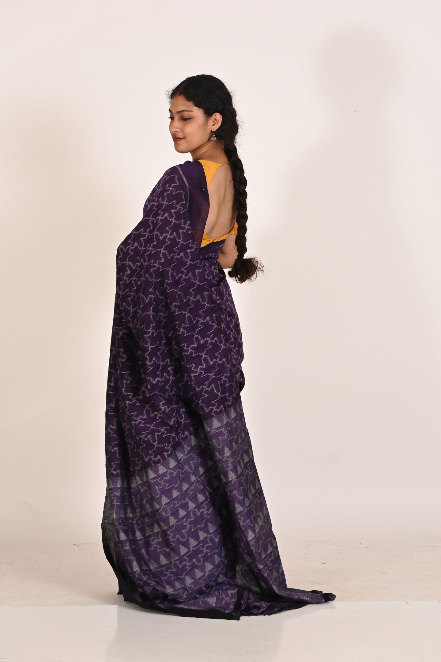 Starlight Purple Cotton Ikat Special Saree