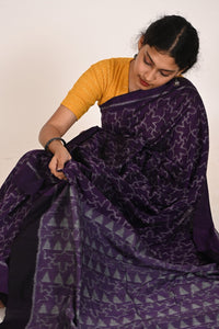 Starlight Purple Cotton Ikat Special Saree