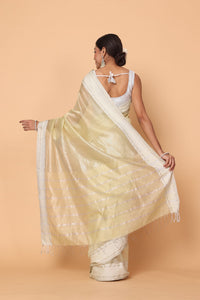 Sunlit Bloom Gold Cotton and Silk Maheshwari Handloom Saree