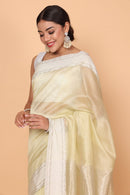 Sunlit Bloom Gold Cotton and Silk Maheshwari Handloom Saree